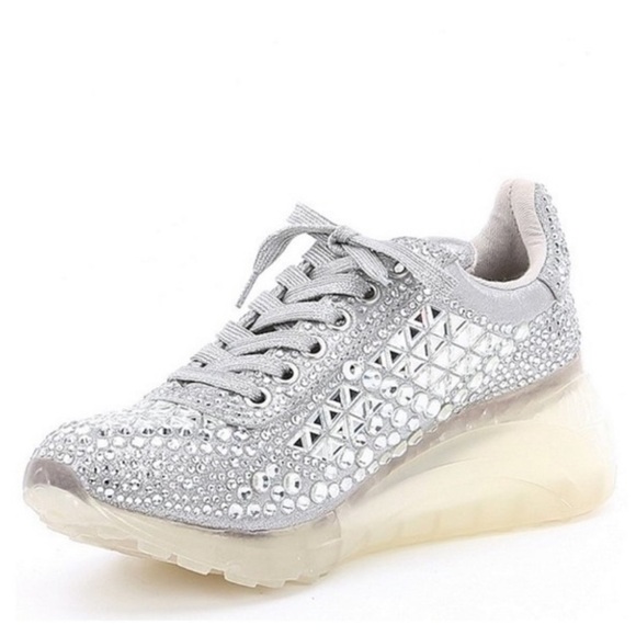 Steve Madden sparkly Carissa sneakers 8 mirror disco - Picture 1 of 14